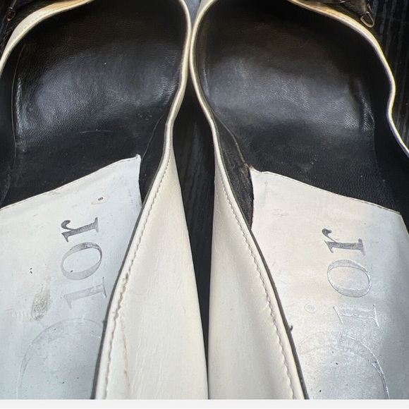 Dior Shoes 36 Logo Pumps Pointed High Heels White Silver Studs Charms Spellout - Picture 9 of 10